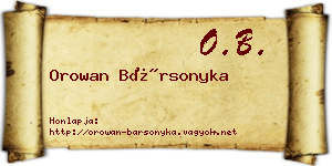 Orowan Bársonyka névjegykártya